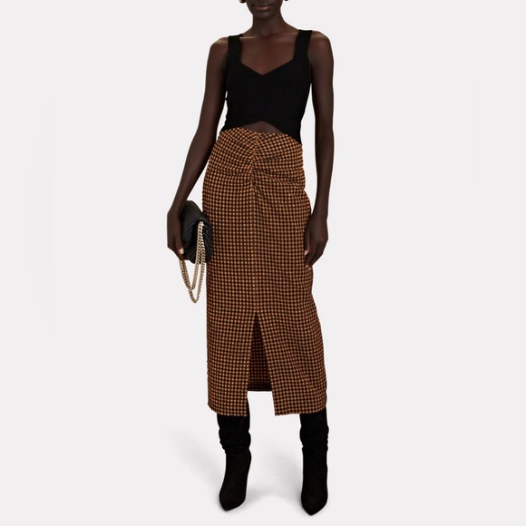 Nanushka Raja Seersucker Checked Midi Pencil Skirt Size XS - Picture 1 of 10